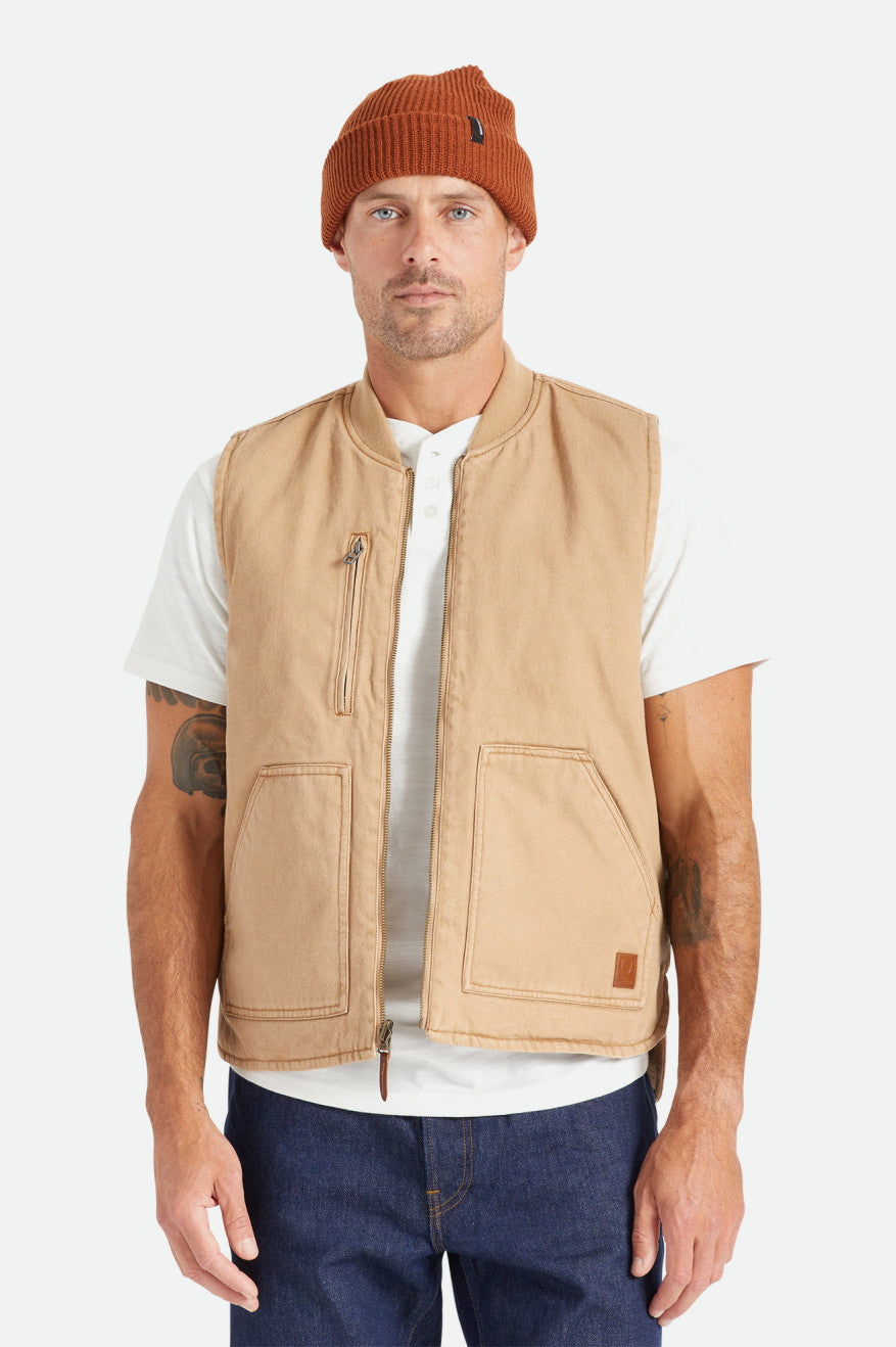 Brixton Abraham Reversible Vest Férfi Kabát Bézs | WQLS-43782