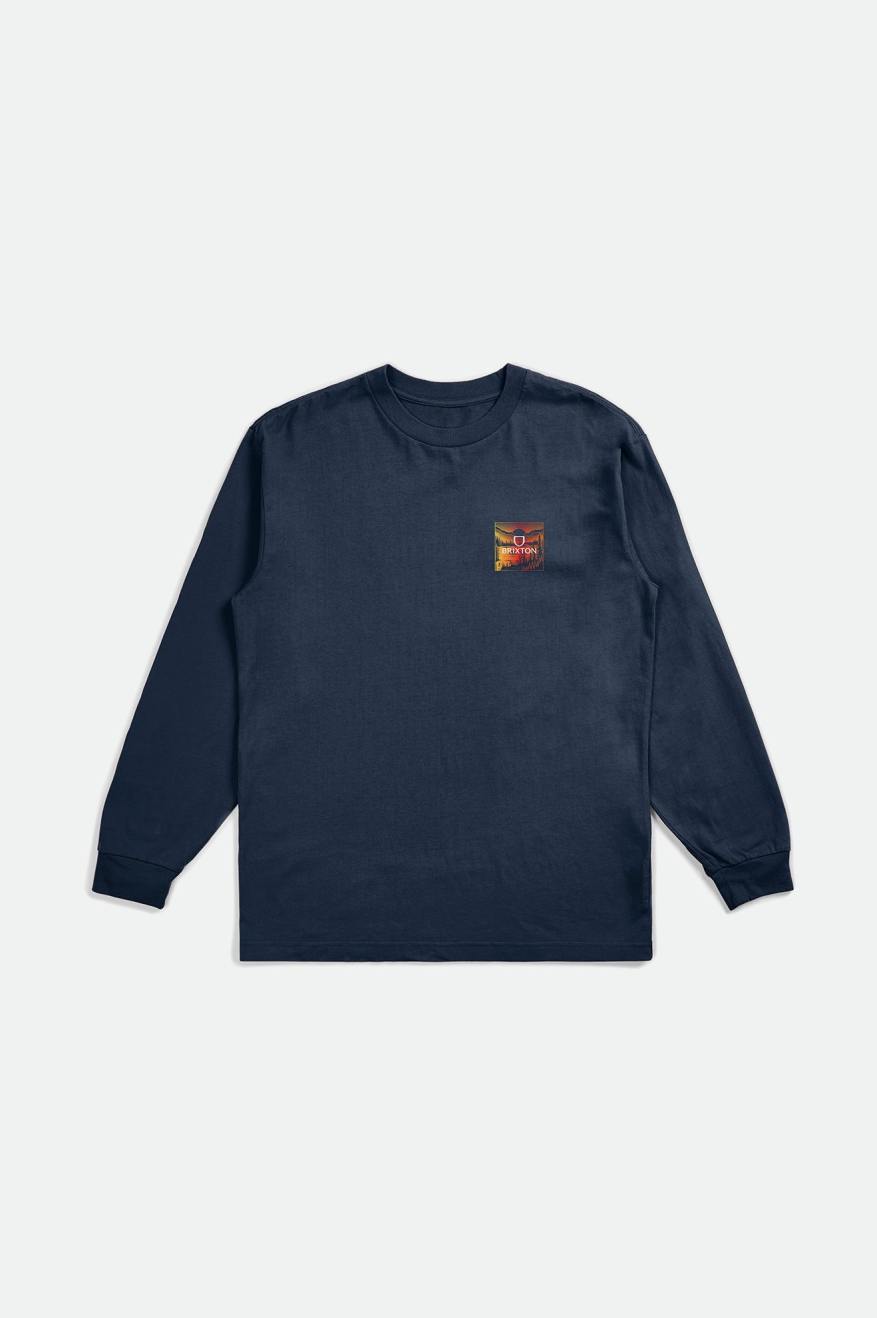 Brixton Alpha Square L/S Standard Férfi Felsők Kék | QCTS-42681