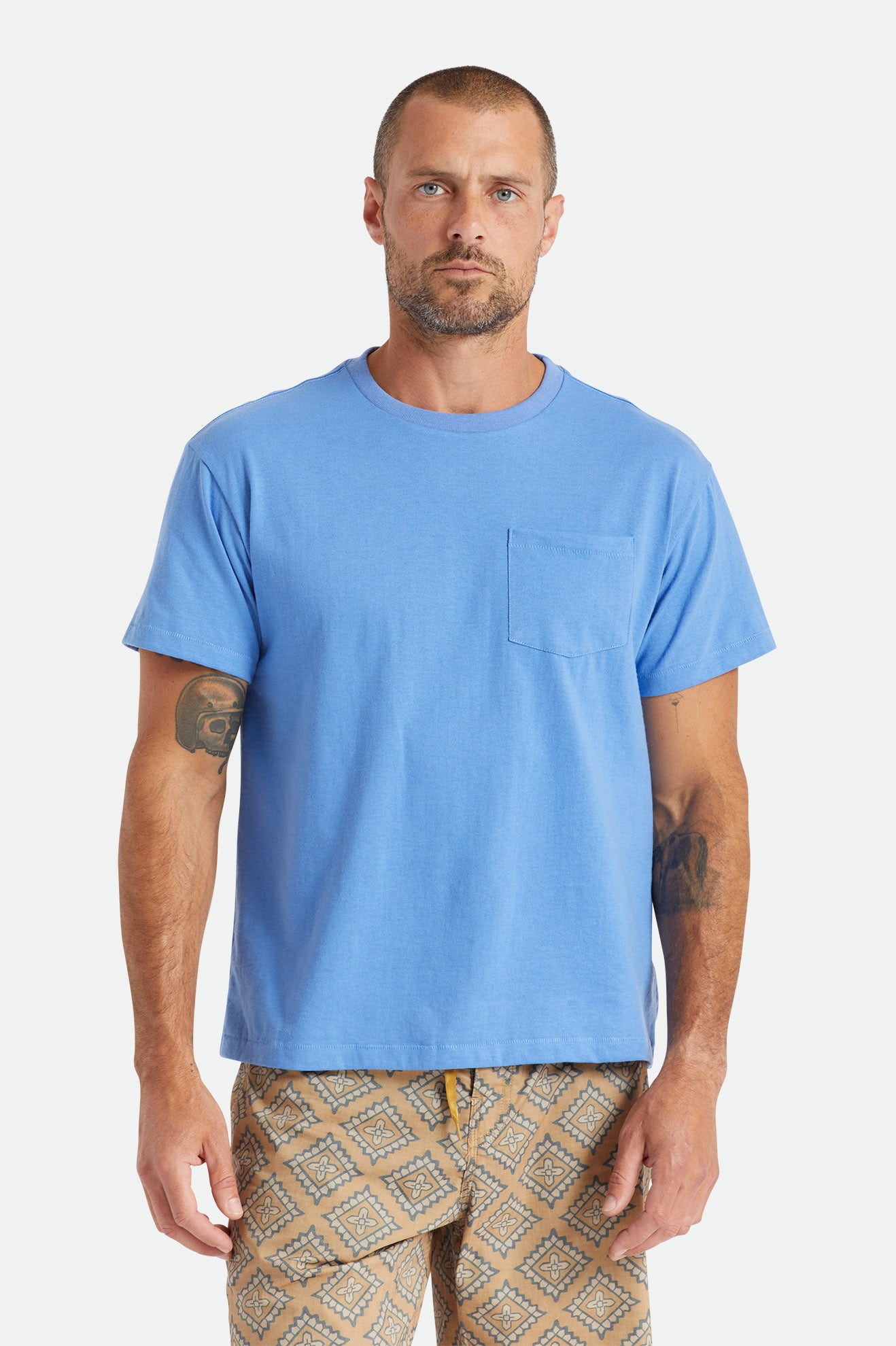 Brixton Basic S/S Pocket Férfi Felsők Kék | WNCX-17904