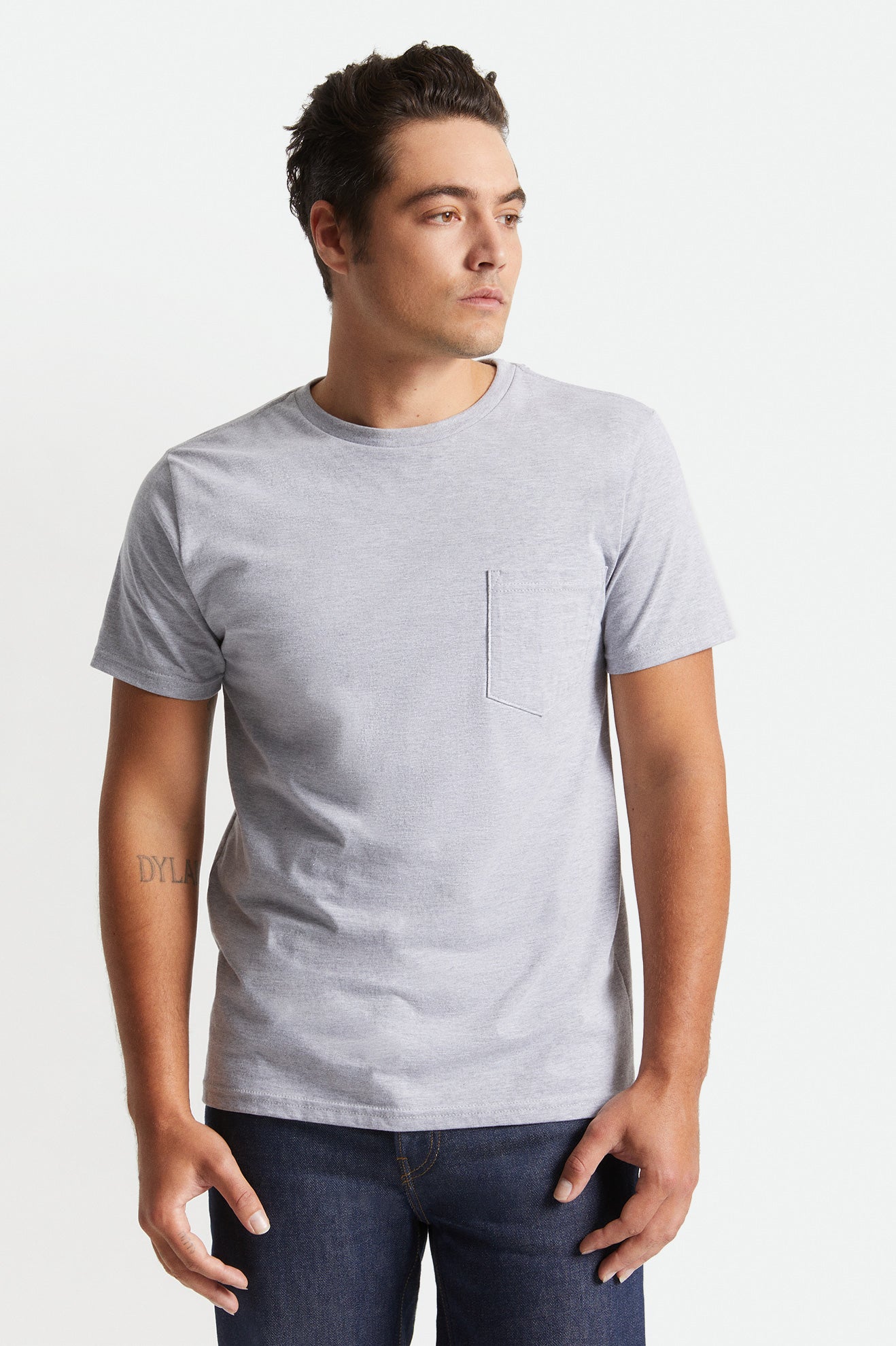 Brixton Basic S/S Pocket Férfi Felsők Szürke | WCAO-40586