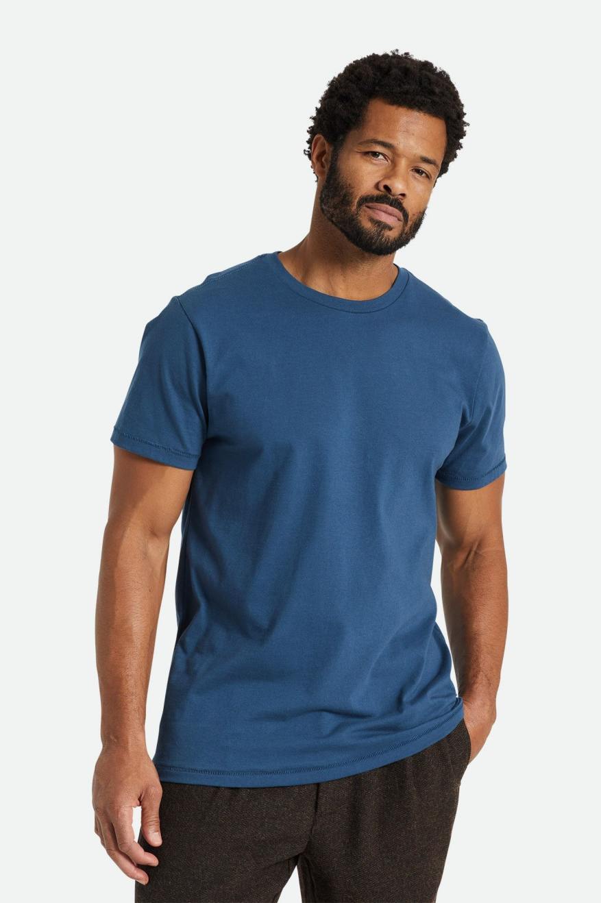 Brixton Basic S/S Tailored Férfi Felsők Türkiz | AKQP-59738