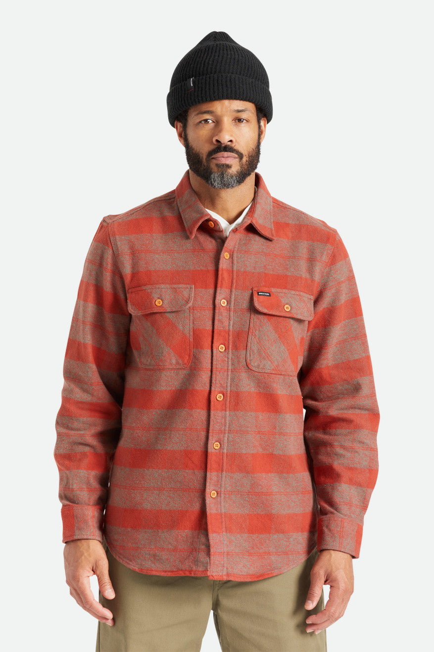 Brixton Bowery Heavy Weight L/S Férfi Flanel Felsők Piros | FXNP-17285