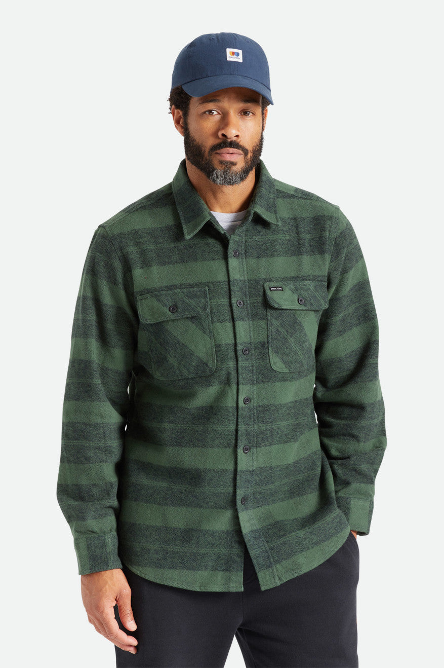 Brixton Bowery Heavy Weight L/S Férfi Flanel Felsők Zöld | XYCL-06357