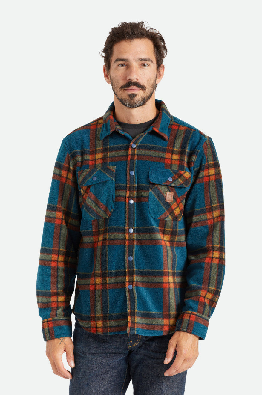 Brixton Bowery L/S Arctic Stretch Fleece Férfi Flanel Felsők Mélykék | OQNK-95083