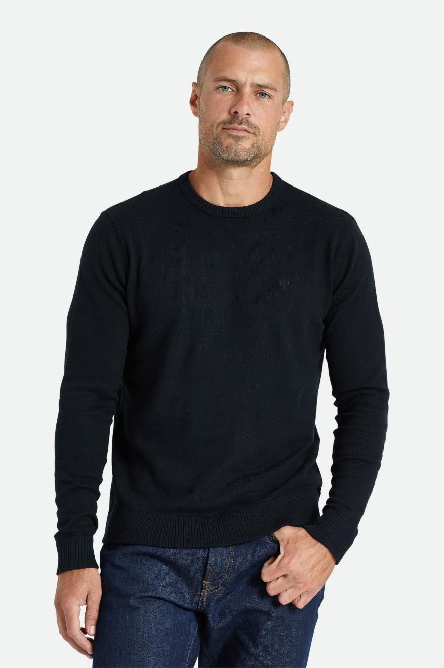 Brixton Reserve Cashmere Pulóver Férfi Kötöttáru Fekete | BQPI-21673