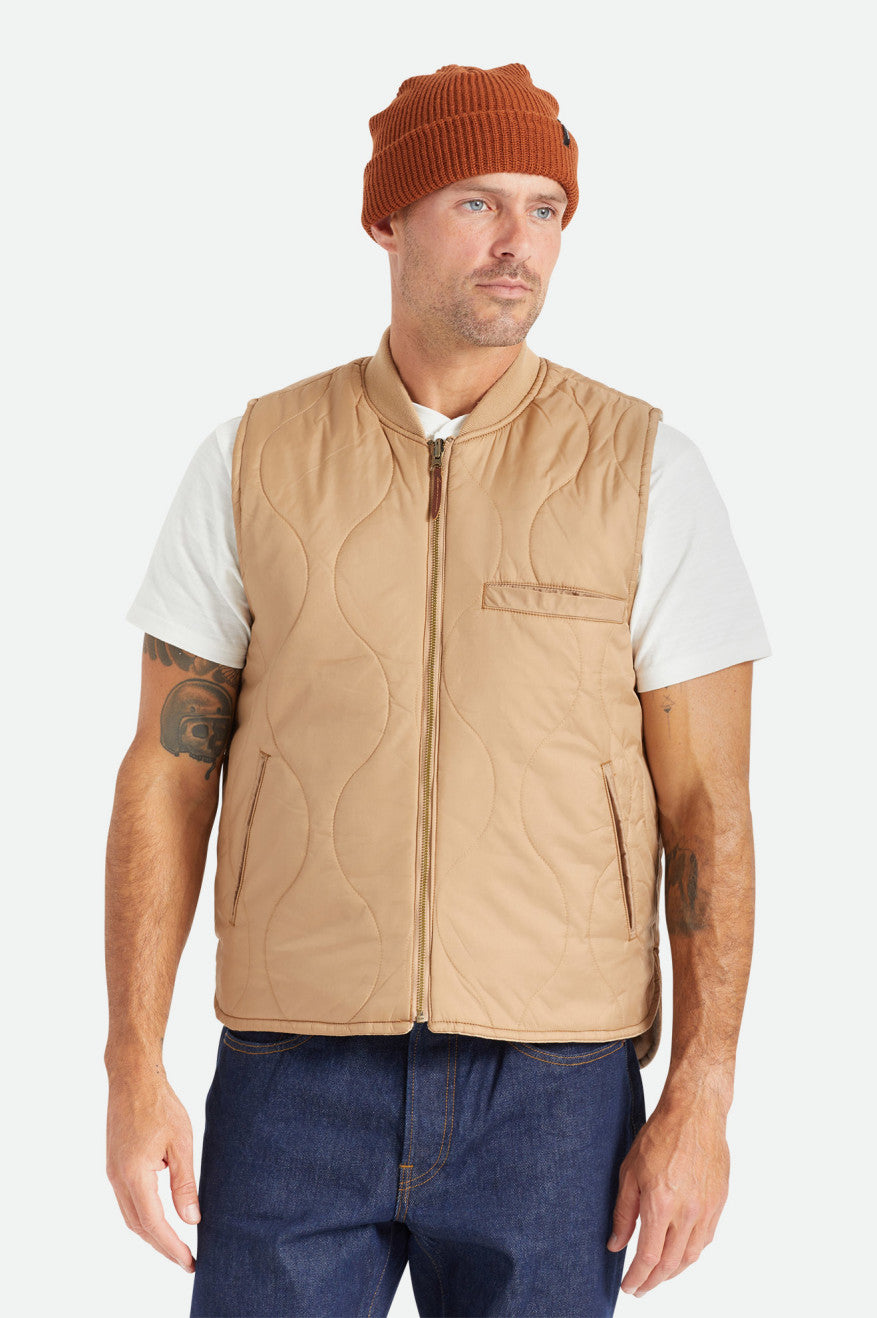 Brixton Abraham Reversible Vest Férfi Kabát Bézs | WQLS-43782