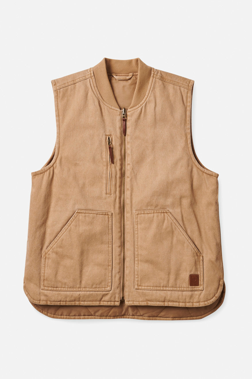 Brixton Abraham Reversible Vest Férfi Kabát Bézs | WQLS-43782