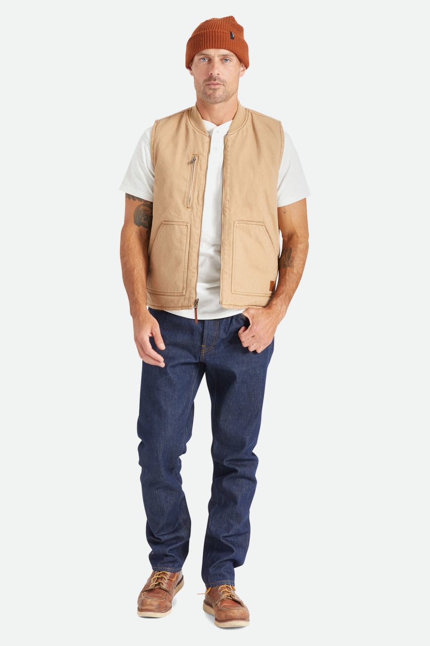 Brixton Abraham Reversible Vest Férfi Kabát Bézs | WQLS-43782