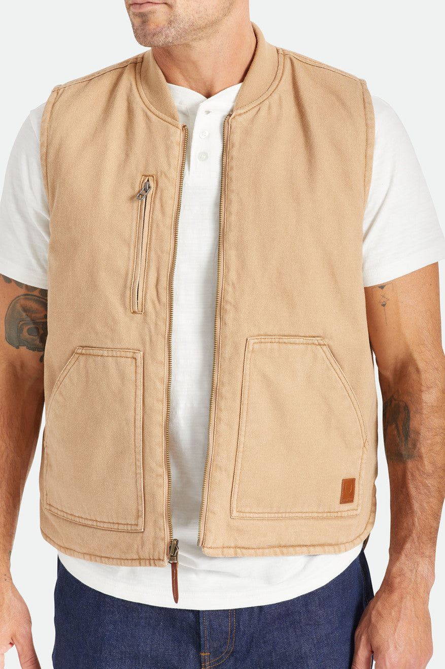 Brixton Abraham Reversible Vest Férfi Kabát Bézs | WQLS-43782