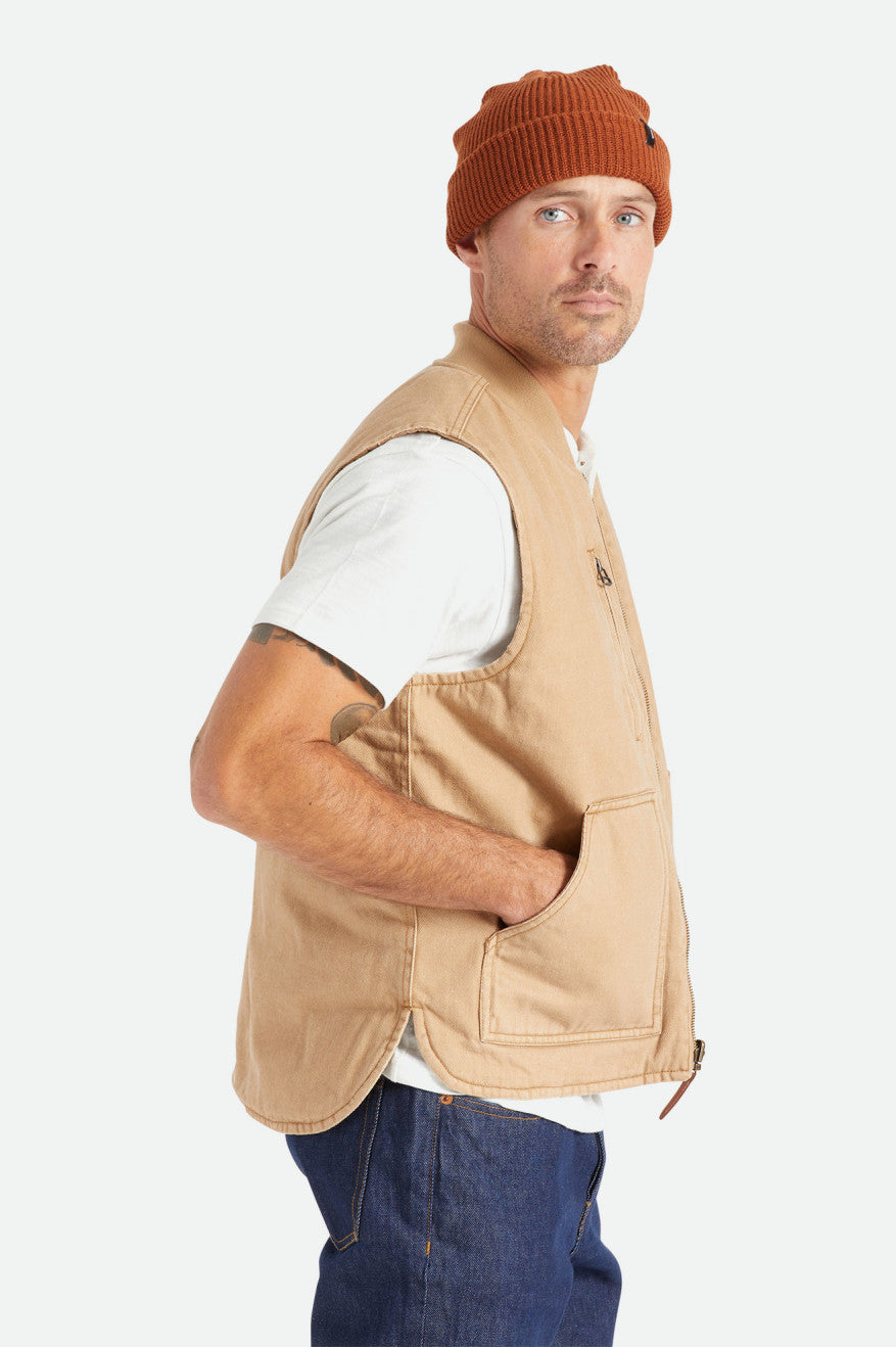 Brixton Abraham Reversible Vest Férfi Kabát Bézs | WQLS-43782