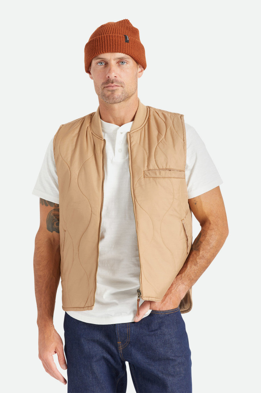 Brixton Abraham Reversible Vest Férfi Kabát Bézs | WQLS-43782