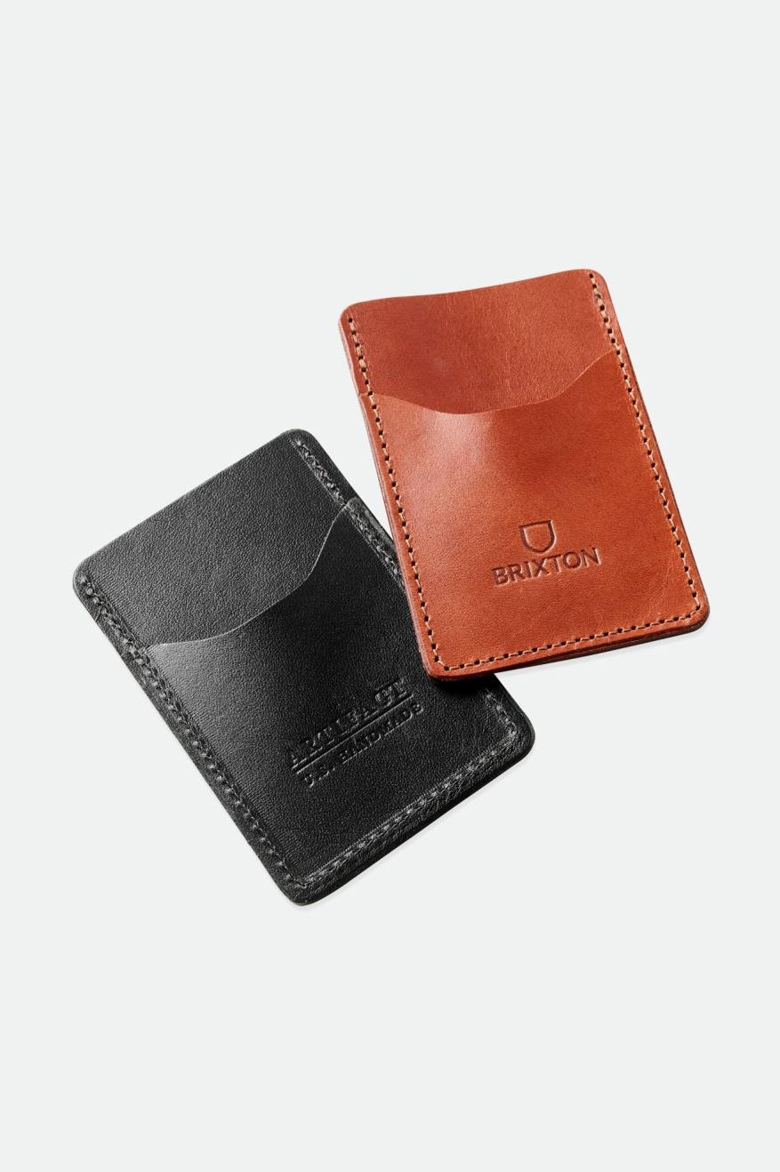 Brixton Artifact Bőr Card Holder Wallet Unisex Kiegészítők Fekete | LPYX-48392