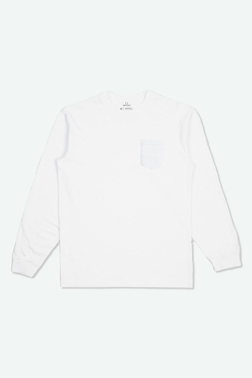 Brixton Basic L/S Pocket Férfi Felsők Fehér | BFIH-98263