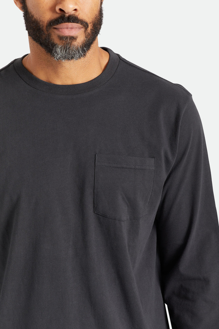 Brixton Basic L/S Pocket Férfi Felsők Fekete | JMLW-62701