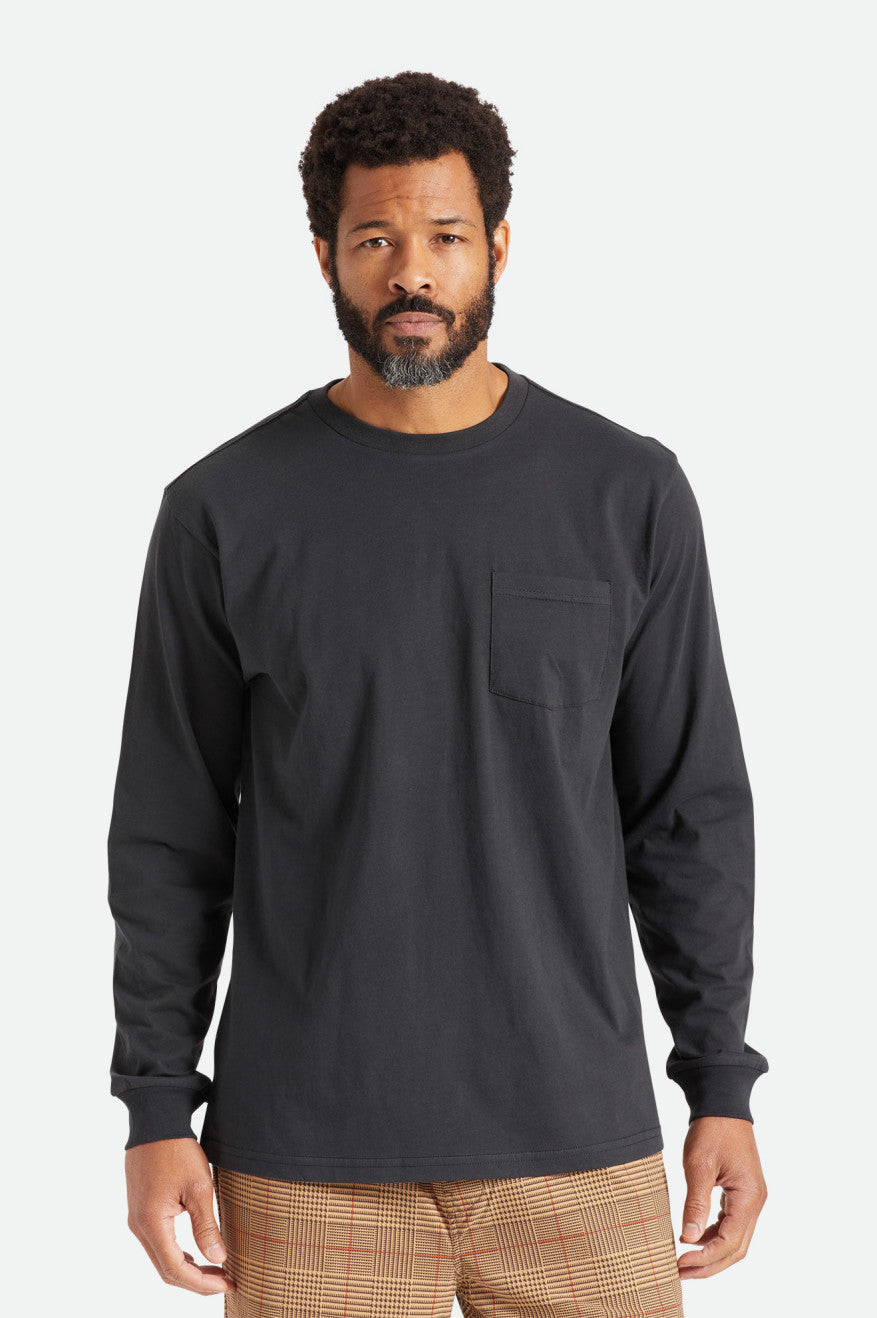 Brixton Basic L/S Pocket Férfi Felsők Fekete | JMLW-62701