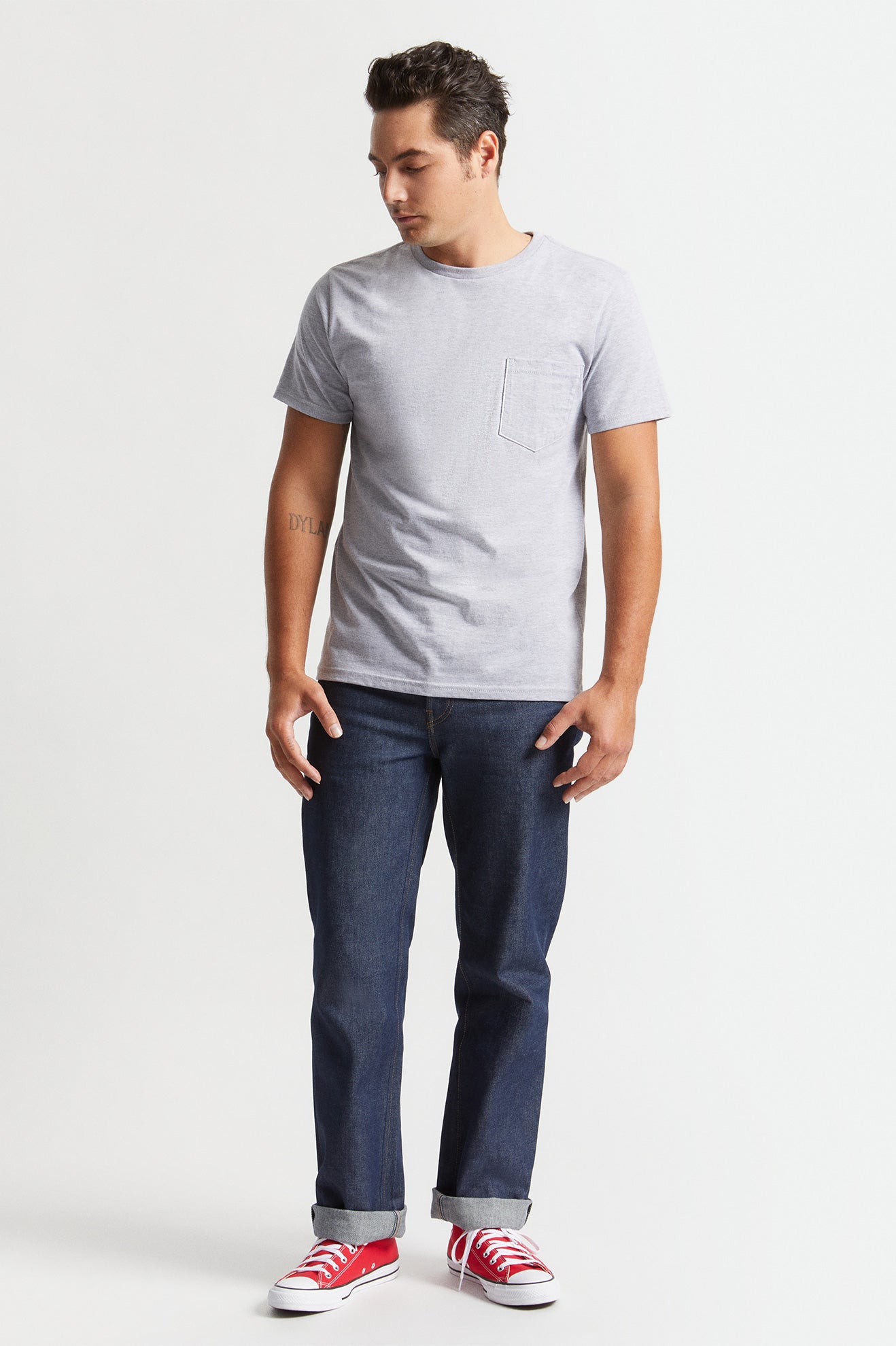 Brixton Basic S/S Pocket Férfi Felsők Szürke | WCAO-40586