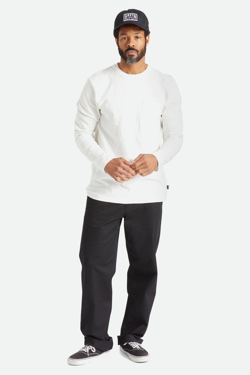 Brixton Basic Slub L/S Pocket Férfi Felsők Fehér | AMUG-87940