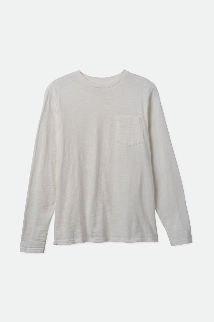 Brixton Basic Slub L/S Pocket Férfi Felsők Fehér | AMUG-87940