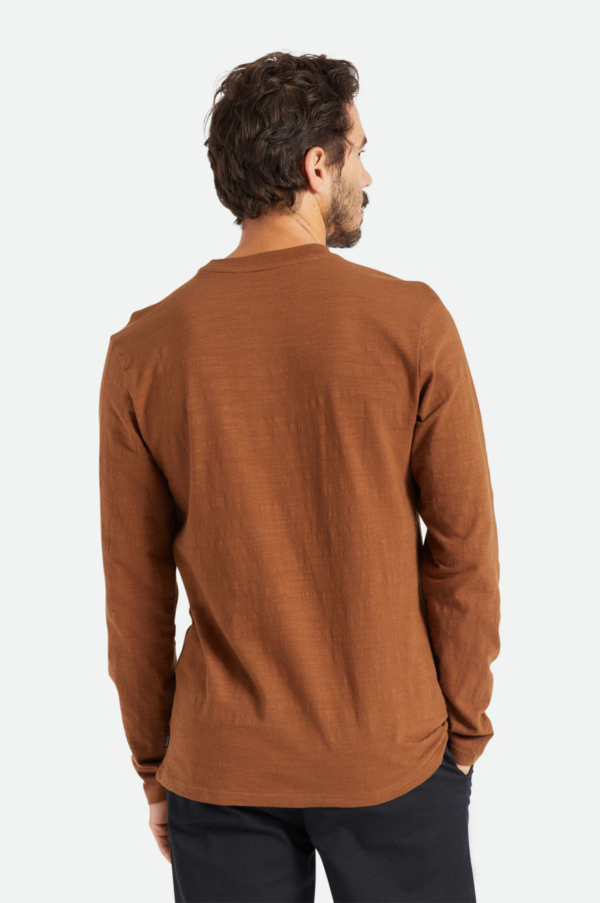 Brixton Basic Slub L/S Pocket Férfi Felsők Barna | FARO-45678