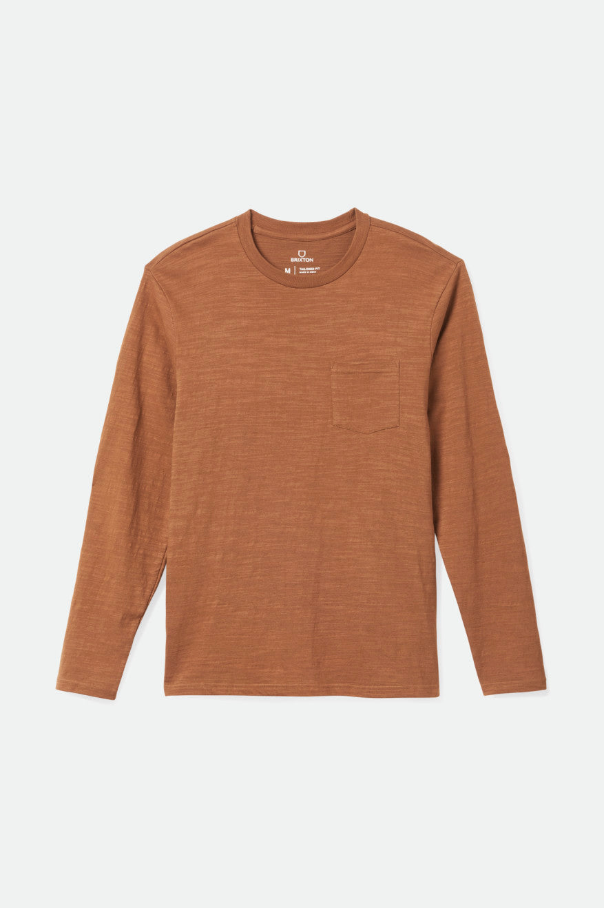 Brixton Basic Slub L/S Pocket Férfi Felsők Barna | FARO-45678