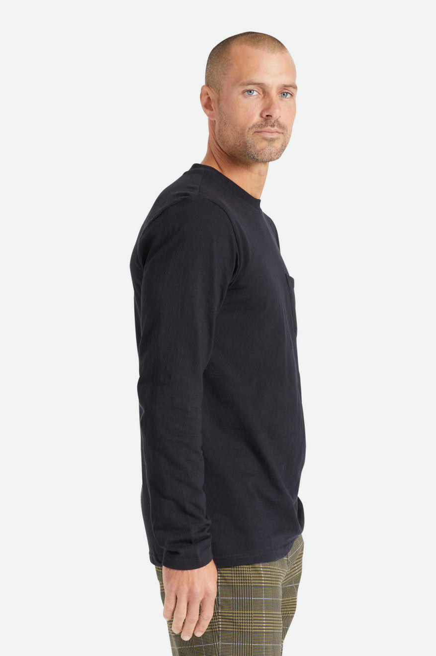 Brixton Basic Slub L/S Pocket Férfi Felsők Fekete | SKCQ-67342