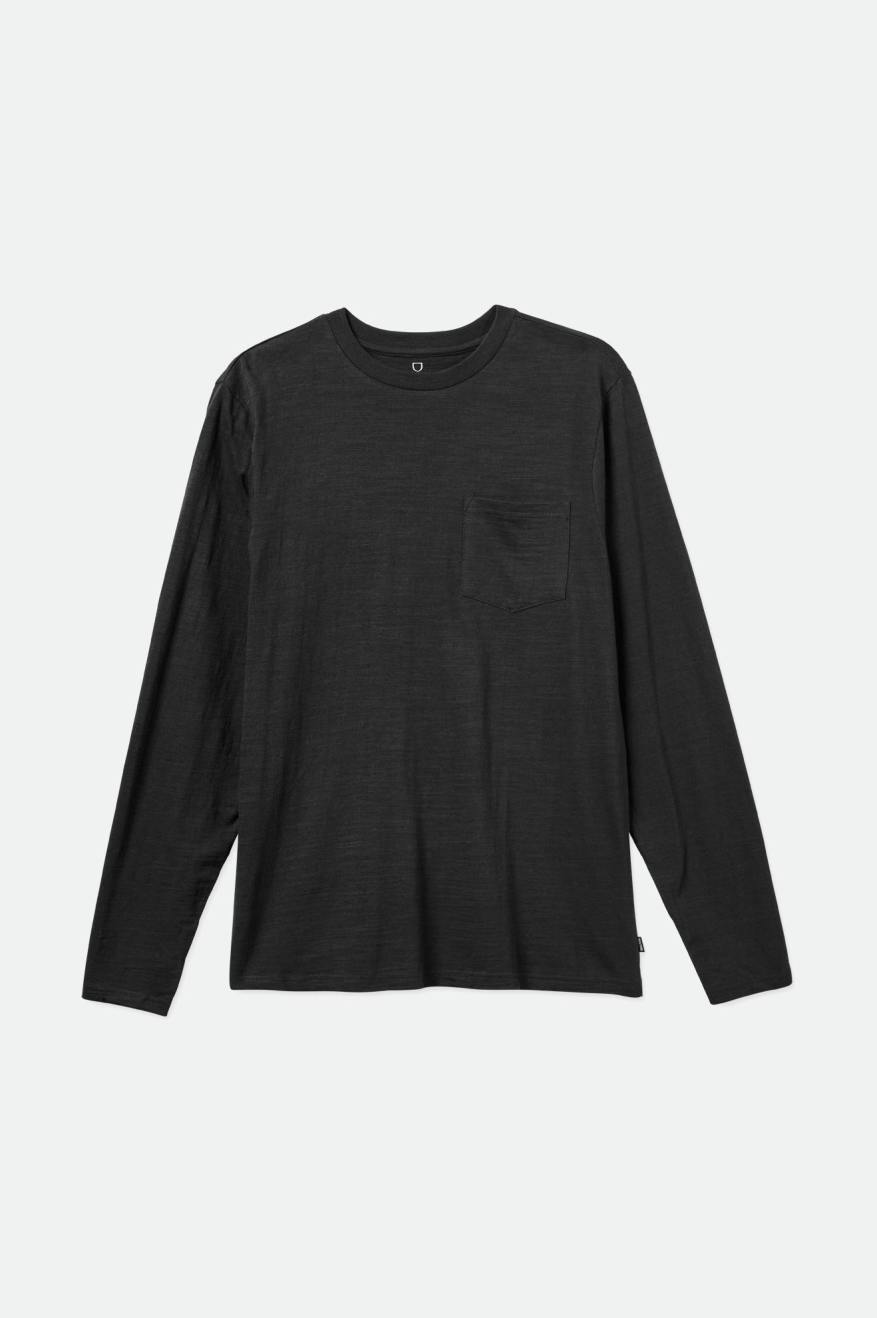 Brixton Basic Slub L/S Pocket Férfi Felsők Fekete | SKCQ-67342