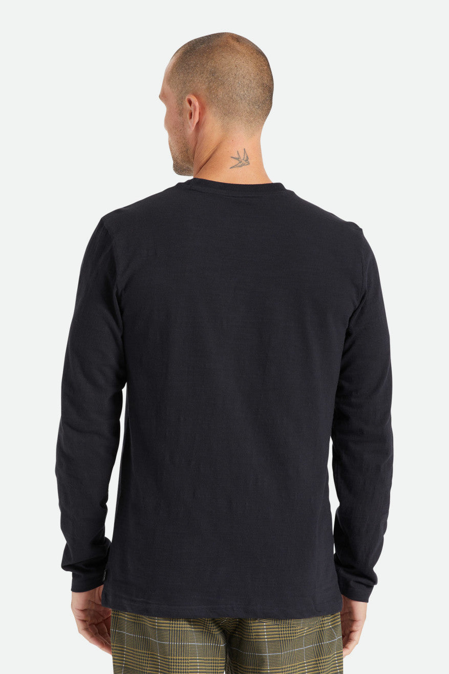 Brixton Basic Slub L/S Pocket Férfi Kötöttáru Fekete | TAZY-40639