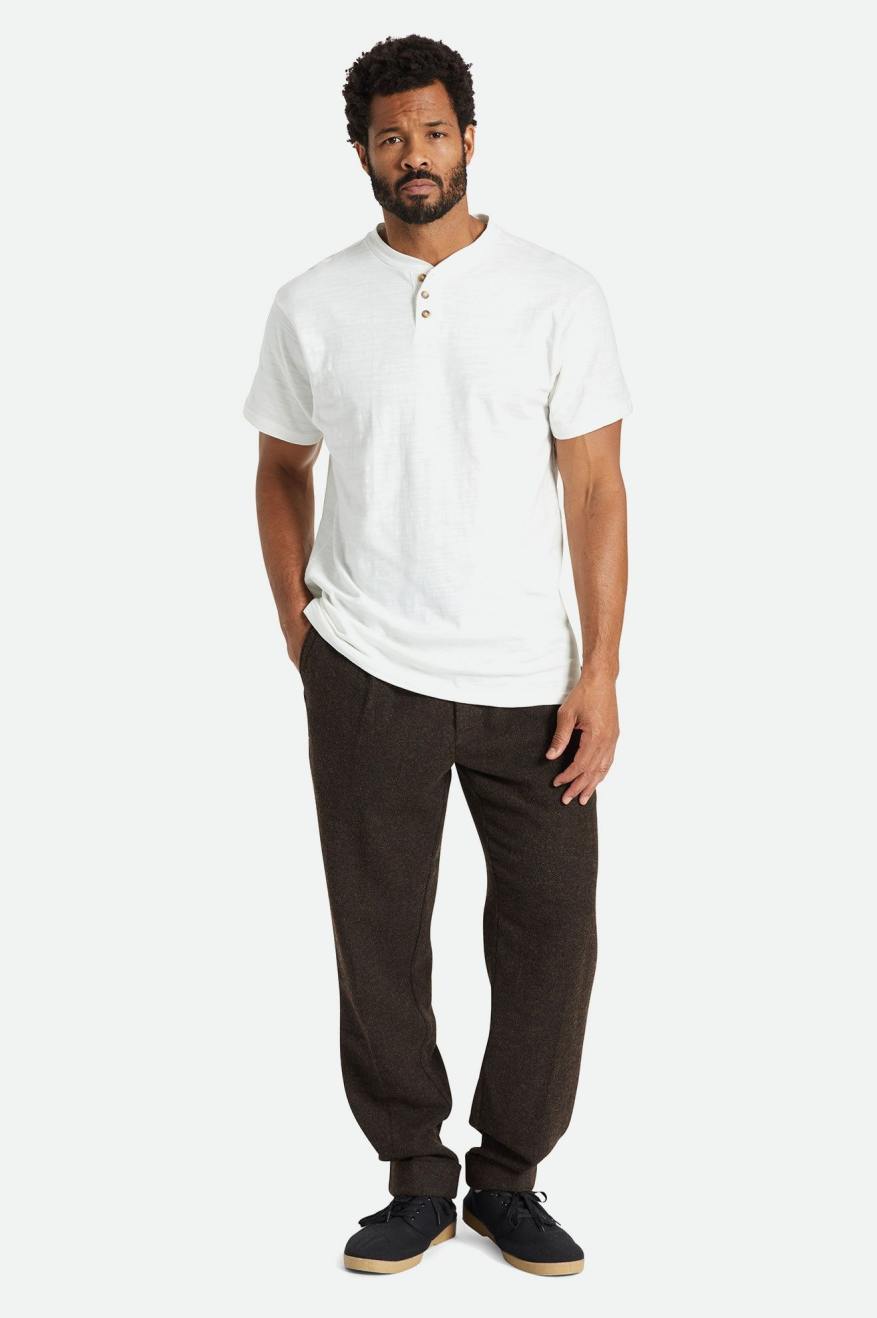 Brixton Basic Slub S/S Henley Férfi Felsők Fehér | IZWQ-23450