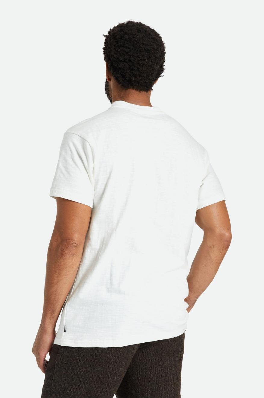 Brixton Basic Slub S/S Henley Férfi Felsők Fehér | IZWQ-23450