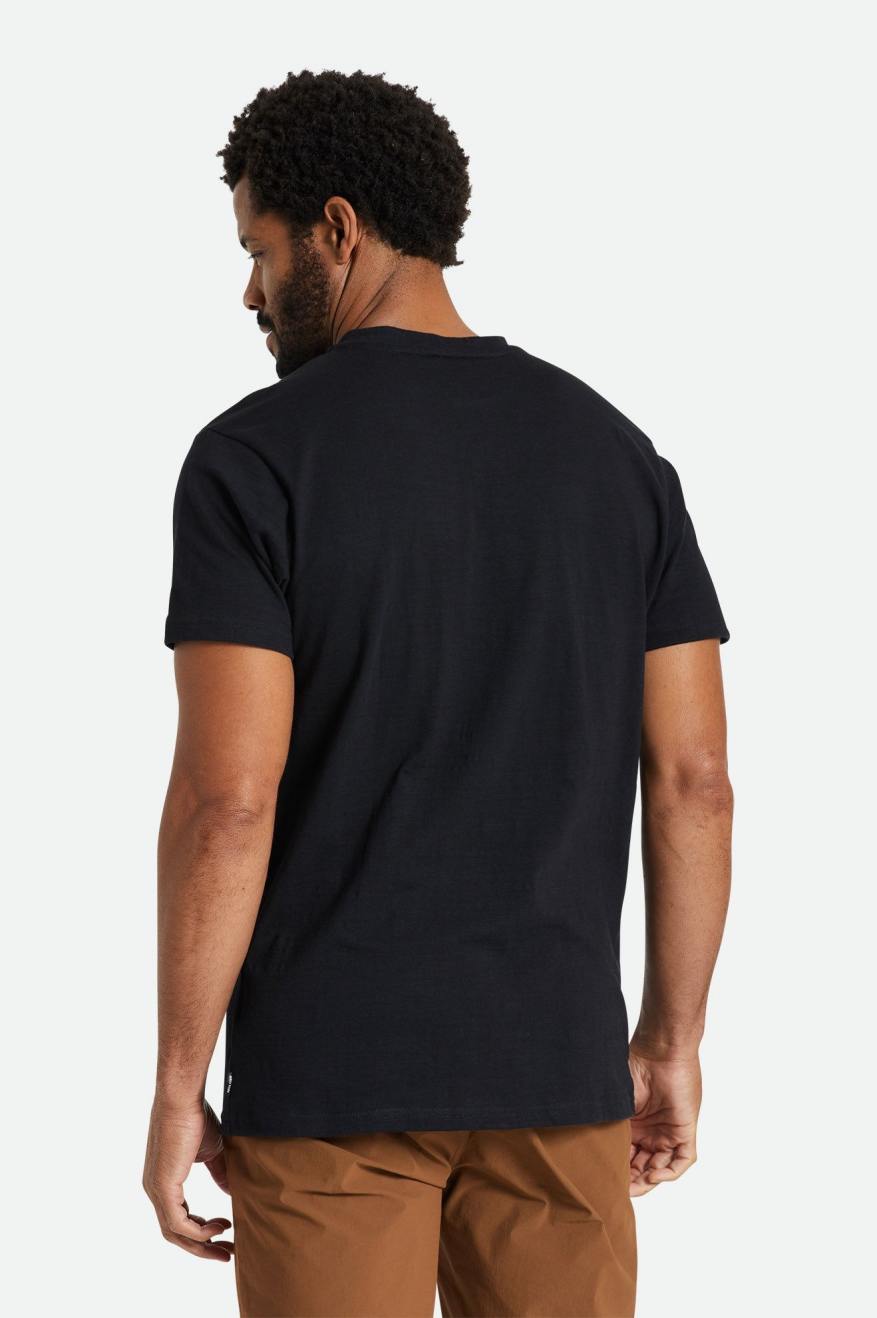 Brixton Basic Slub S/S Henley Férfi Felsők Fekete | SRFL-92805