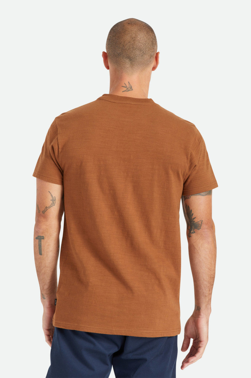 Brixton Basic Slub S/S Henley Férfi Felsők Barna | TZCY-94206