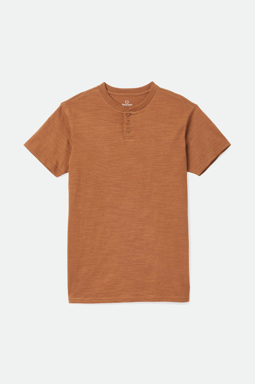 Brixton Basic Slub S/S Henley Férfi Felsők Barna | TZCY-94206