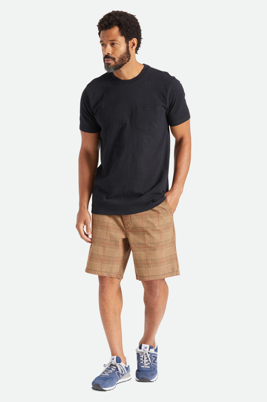 Brixton Basic Slub S/S Pocket Férfi Felsők Fekete | PVUW-50742