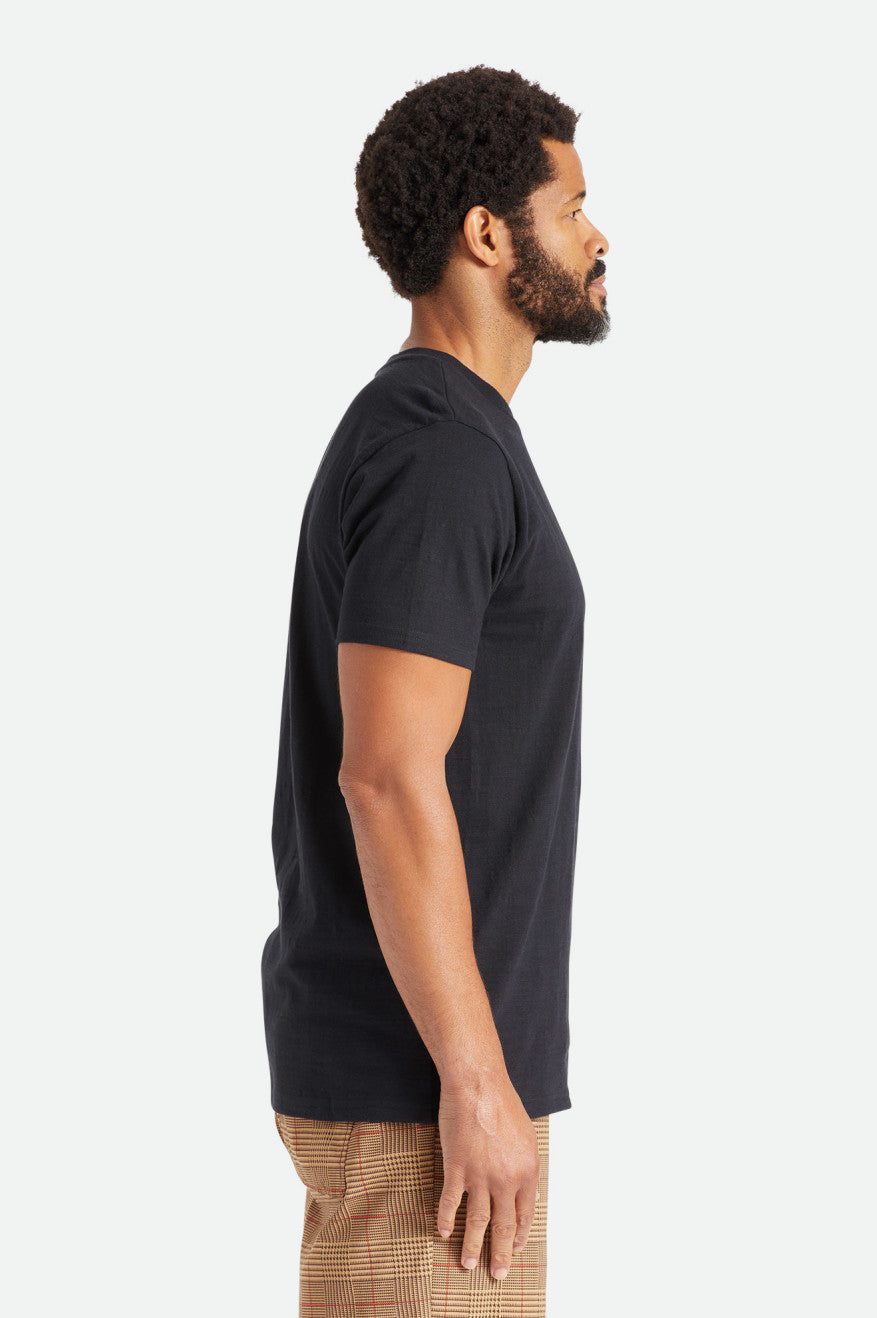 Brixton Basic Slub S/S Pocket Férfi Felsők Fekete | PVUW-50742