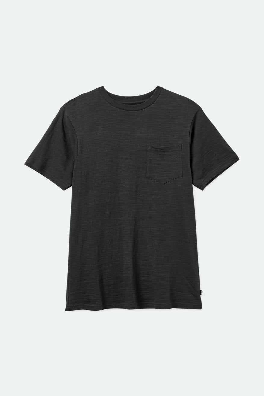 Brixton Basic Slub S/S Pocket Férfi Felsők Fekete | PVUW-50742