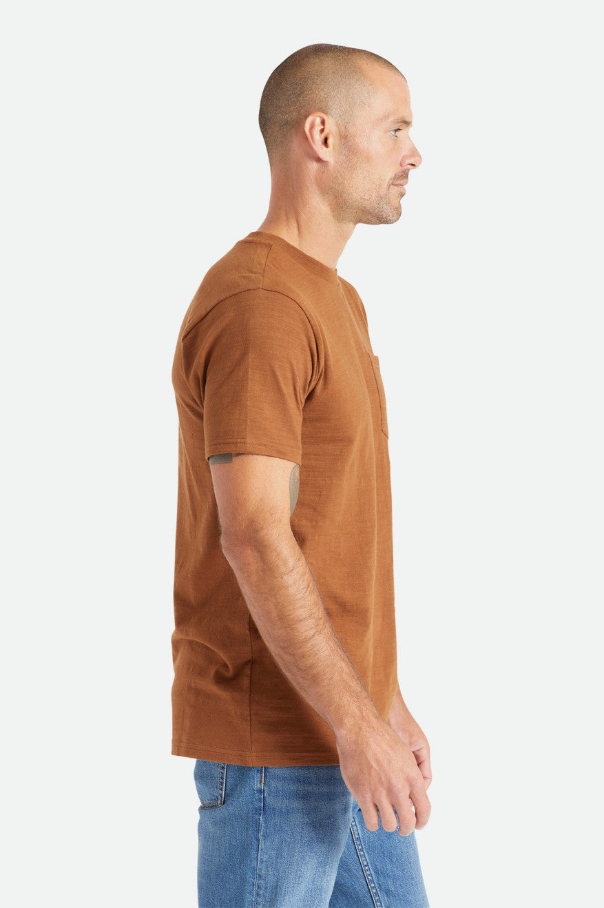 Brixton Basic Slub S/S Pocket Férfi Felsők Barna | RACL-10859