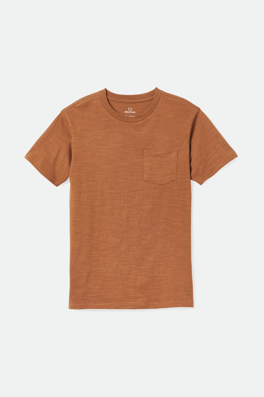 Brixton Basic Slub S/S Pocket Férfi Felsők Barna | RACL-10859