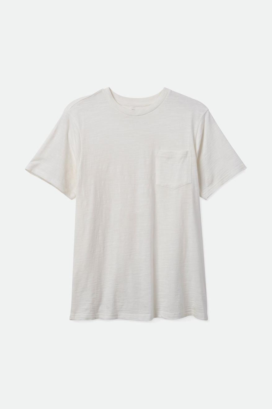 Brixton Basic Slub S/S Pocket Férfi Kötöttáru Fehér | QSAN-21634