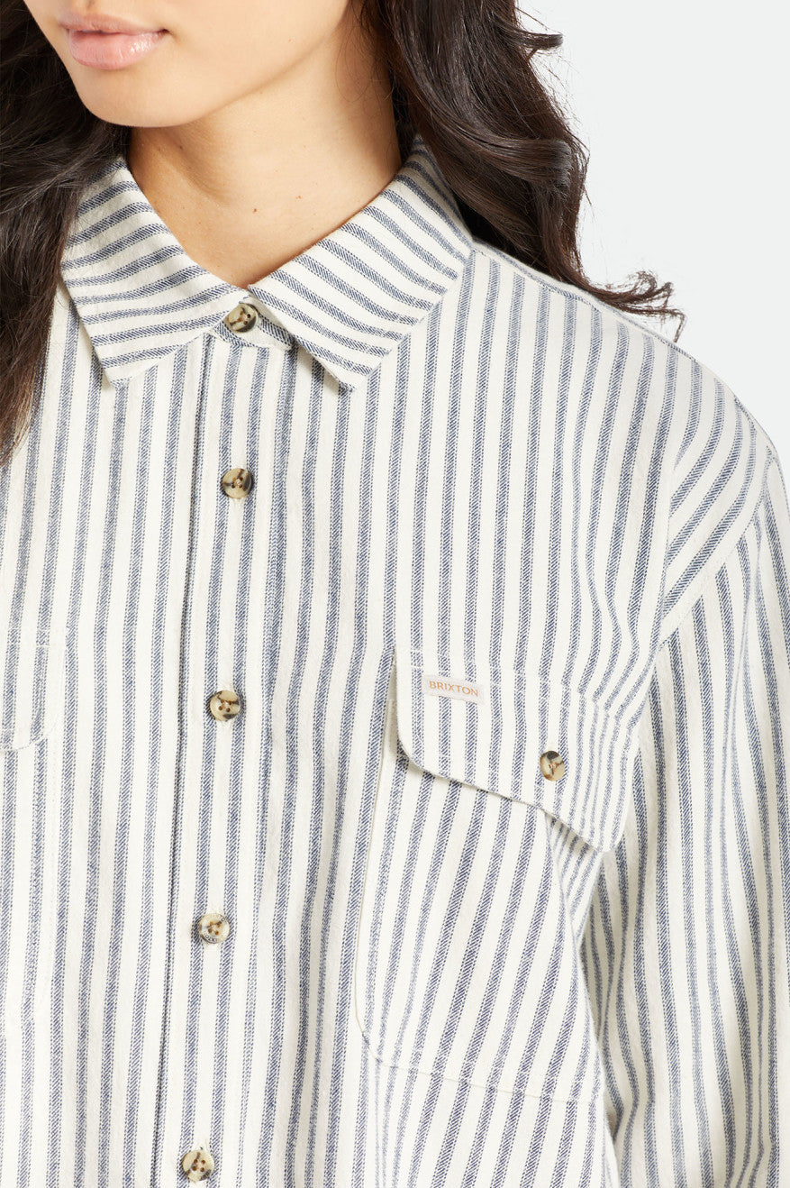 Brixton Bowery Boyfriend L/S Női Felsők Stripes | BTML-43908