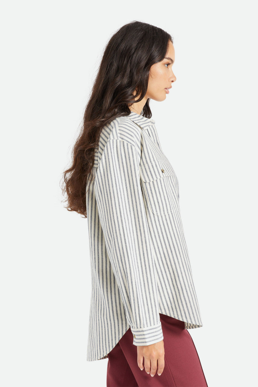 Brixton Bowery Boyfriend L/S Női Felsők Stripes | BTML-43908