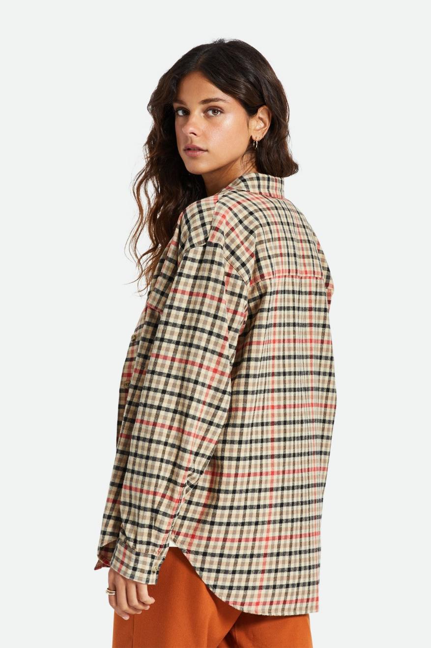 Brixton Bowery Boyfriend L/S Női Flanel Felsők Világos Sárga | JZXT-45691