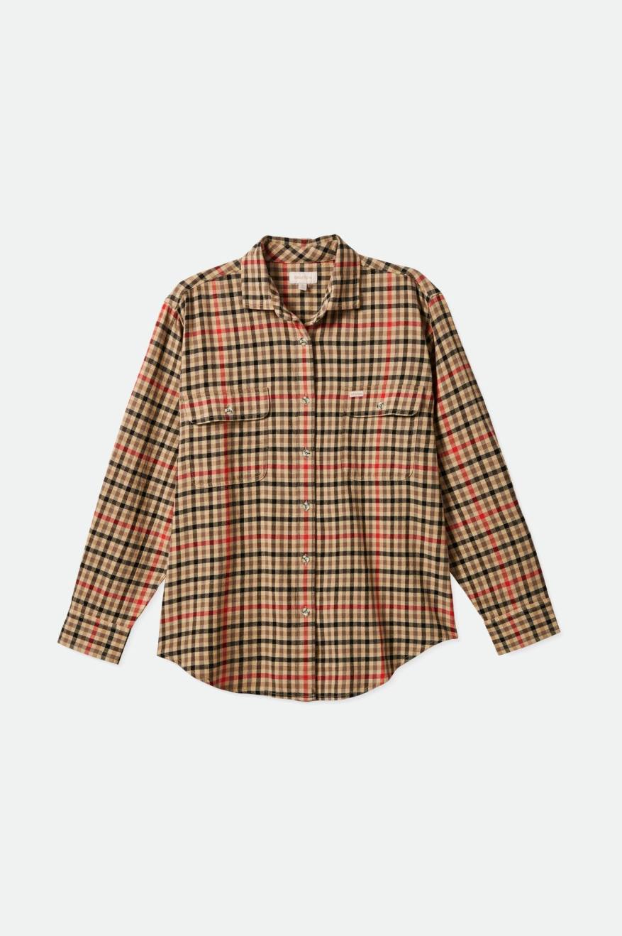 Brixton Bowery Boyfriend L/S Női Flanel Felsők Világos Sárga | JZXT-45691