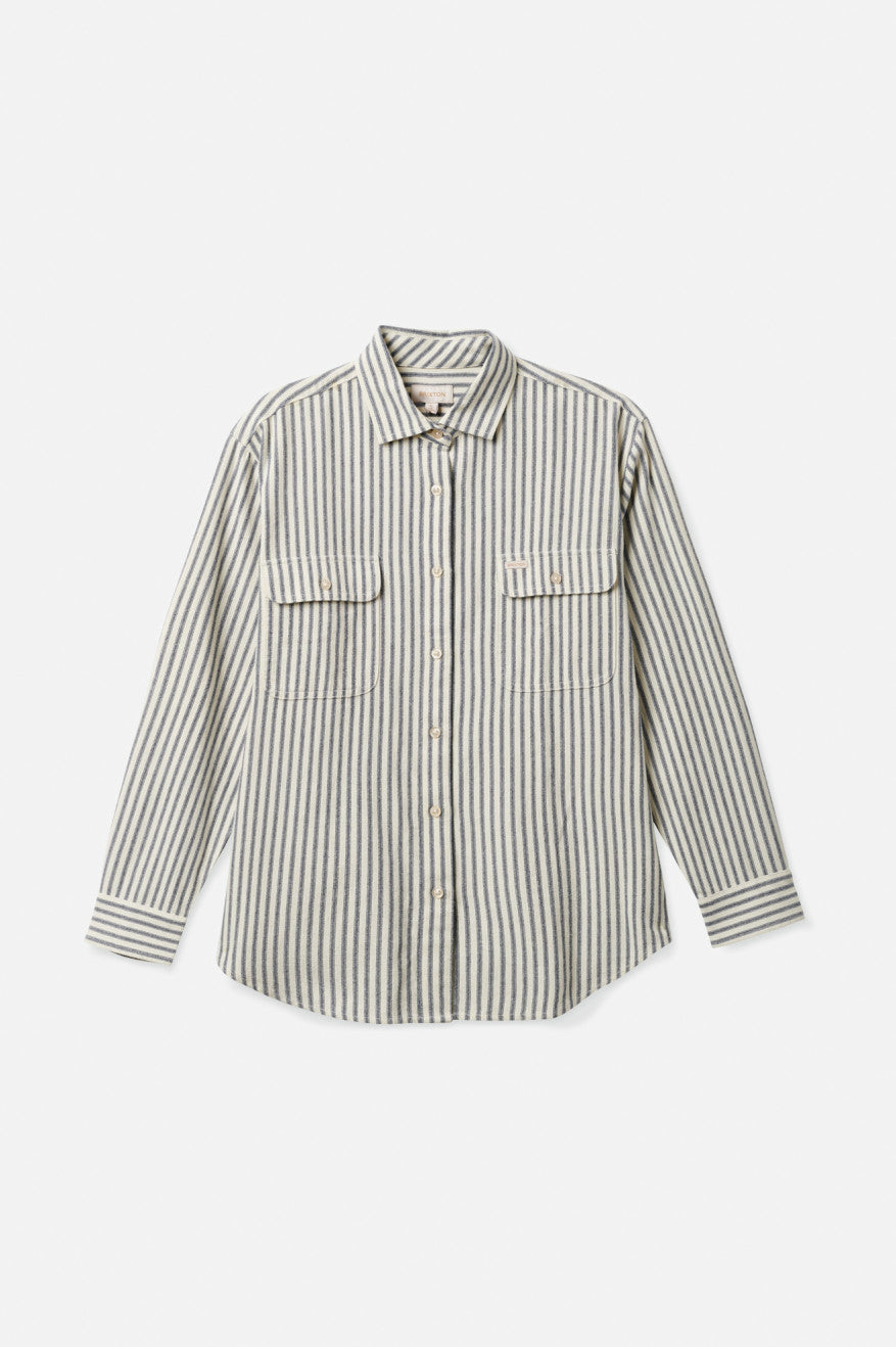 Brixton Bowery Boyfriend L/S Női Flanel Felsők Stripes | NXRZ-18657