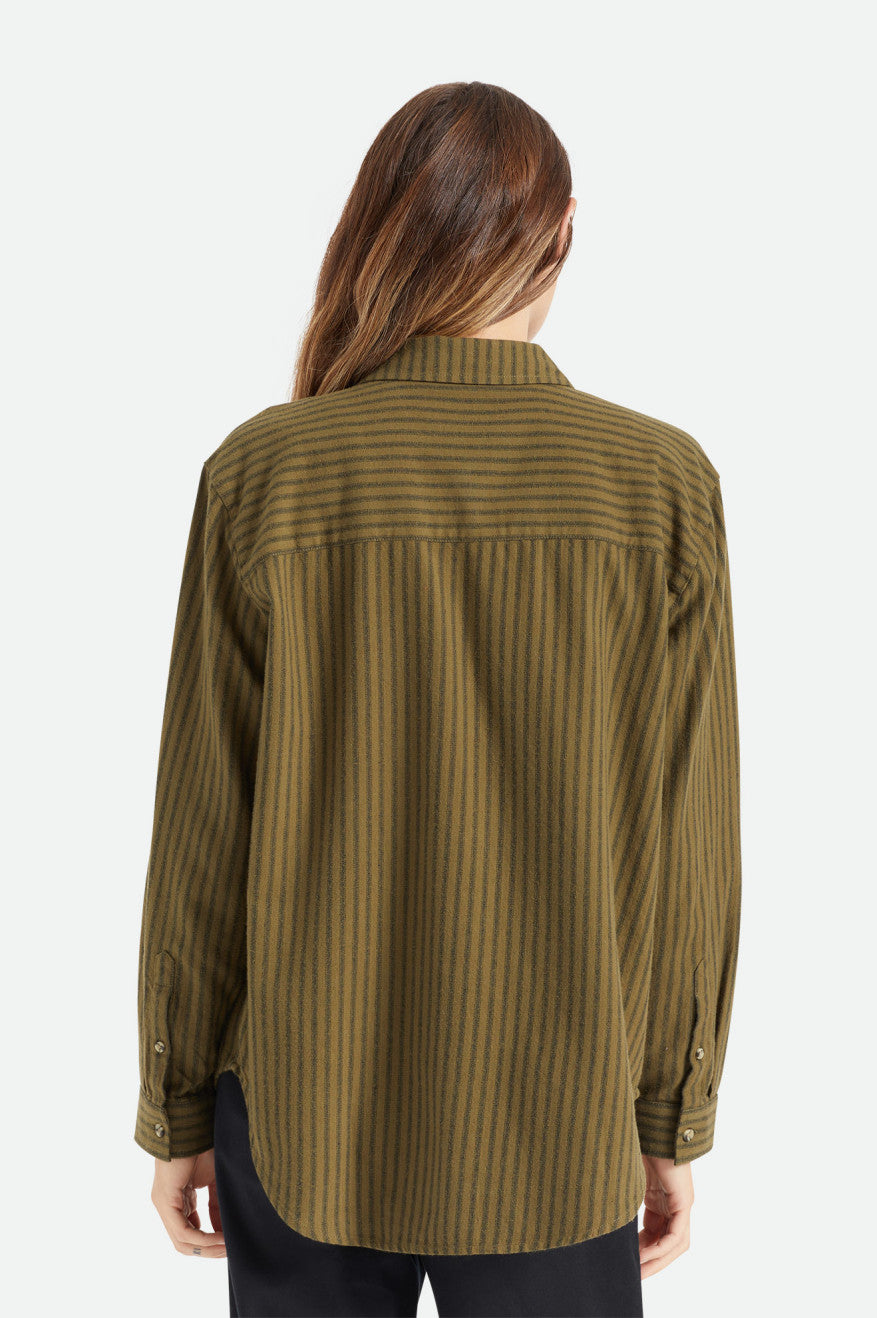 Brixton Bowery Boyfriend L/S Női Flanel Felsők Olivazöld | ZQFV-15902