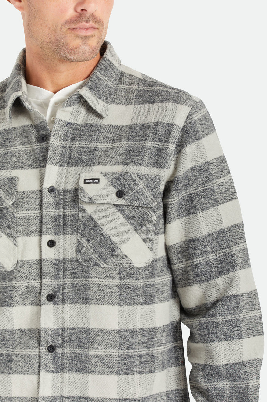 Brixton Bowery Heavy Weight L/S Férfi Flanel Felsők Fekete Szürke | FMSP-82910