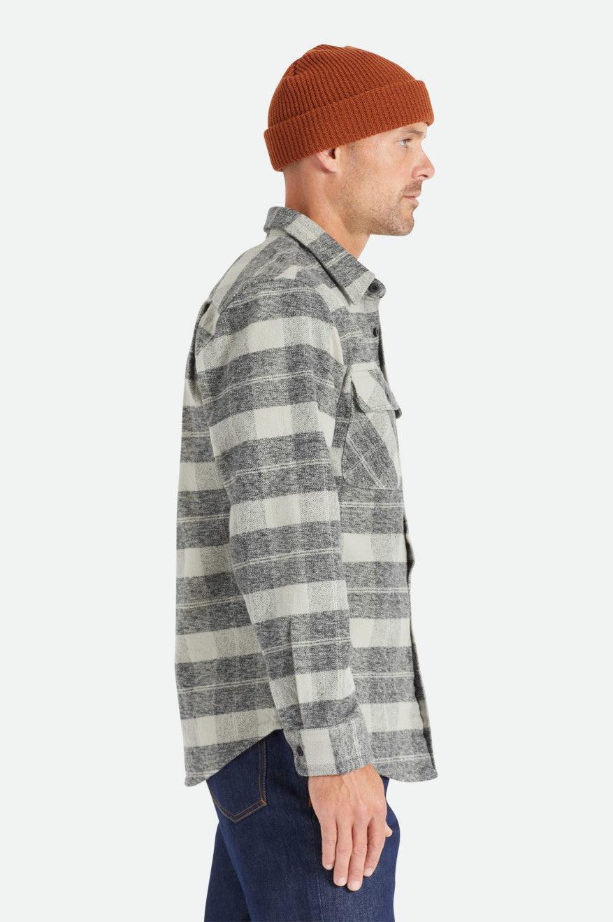 Brixton Bowery Heavy Weight L/S Férfi Flanel Felsők Fekete Szürke | FMSP-82910