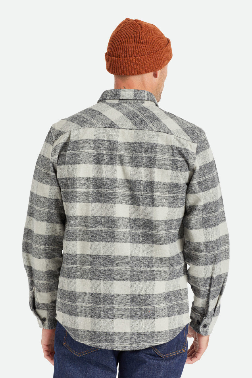 Brixton Bowery Heavy Weight L/S Férfi Flanel Felsők Fekete Szürke | FMSP-82910