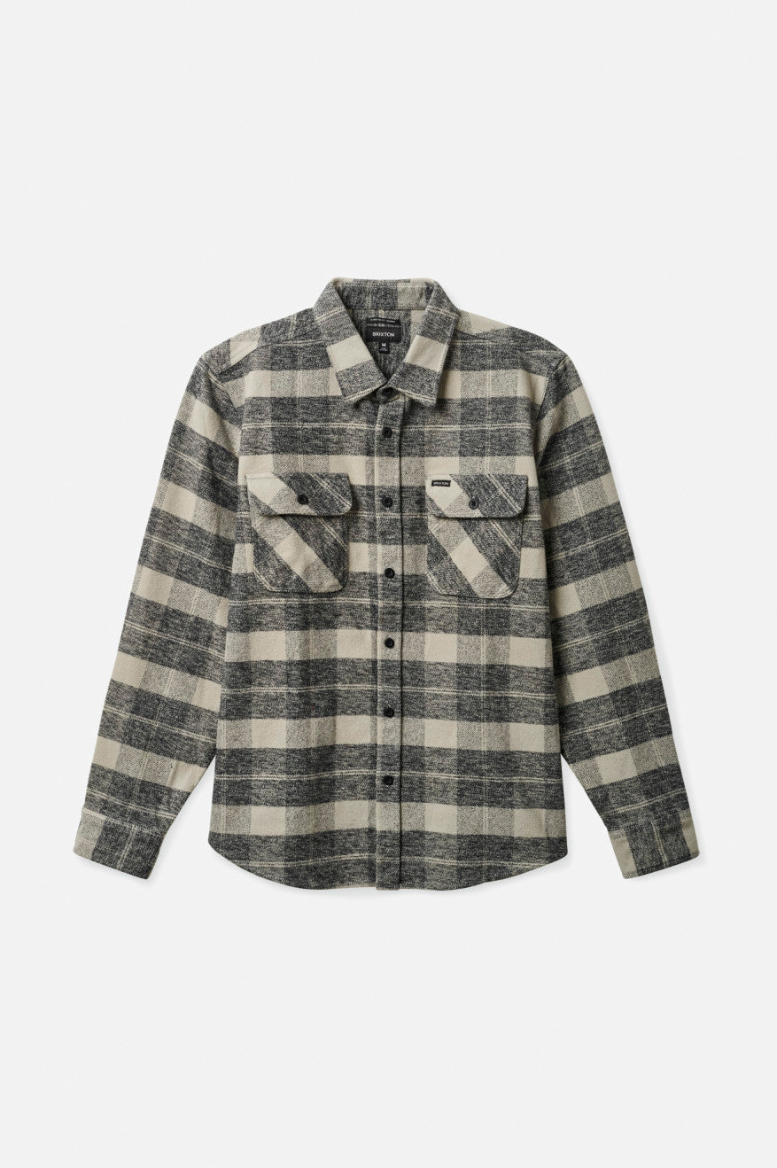 Brixton Bowery Heavy Weight L/S Férfi Flanel Felsők Fekete Szürke | FMSP-82910