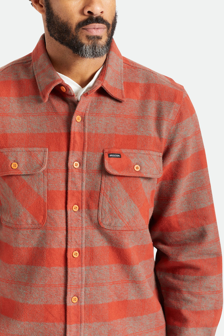 Brixton Bowery Heavy Weight L/S Férfi Flanel Felsők Piros | FXNP-17285