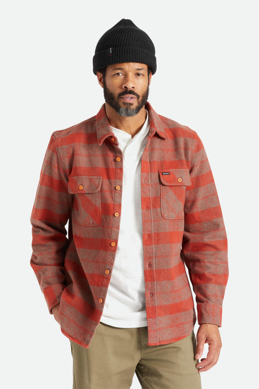 Brixton Bowery Heavy Weight L/S Férfi Flanel Felsők Piros | FXNP-17285